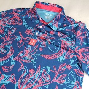 Pins And Aces Men's Medium Tech Golf Polo  Colorful Floral Performance Shirt